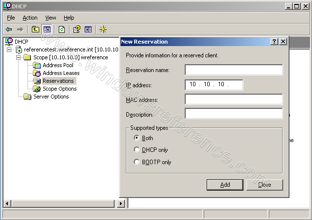  comment configurer le serveur dhcp dans Windows server 2003